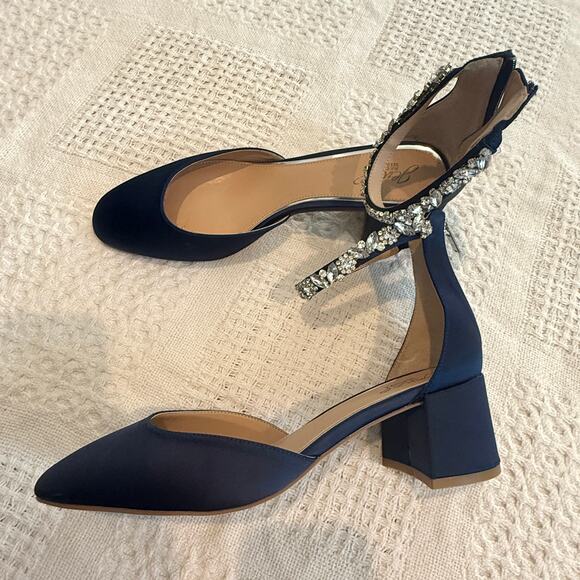 Jewel Badgley Mischka Cathleen 11 satin block heel evening pump 3093 - Picture 9 of 9